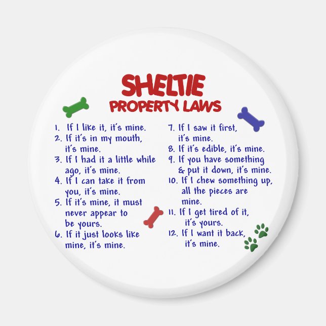 SHELTIE EGENDOM LAGSTIFTNING 2 MAGNET (Framsidan)