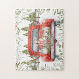 Sheltie Family i Red Lastbil jul Pussel