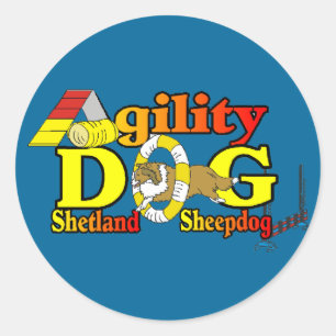 Sheltie för Shetland Sheepdog Agility Runt Klistermärke