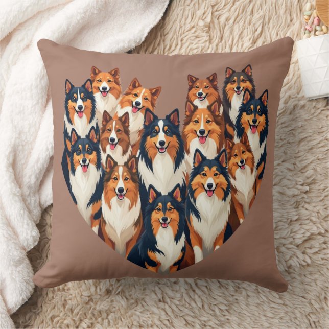 Sheltie Heart Illustration Cute Shetland Sheepdog Kudde (Filt)