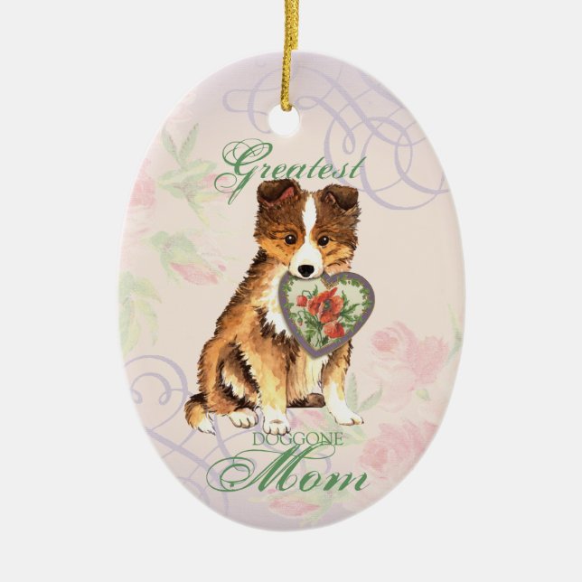 Sheltie Heart Mamma Ceramic Ornament (Framsidan)