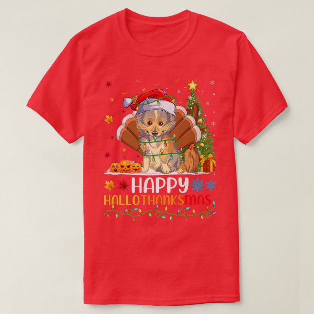 Sheltie Hund älskare Funny Lycklig Sheltie HelloTa T Shirt (Design framsida)