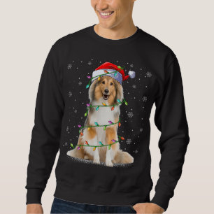 Sheltie Hund älskare Julafton Lighting Santa Shelt Lång Ärmad Tröja