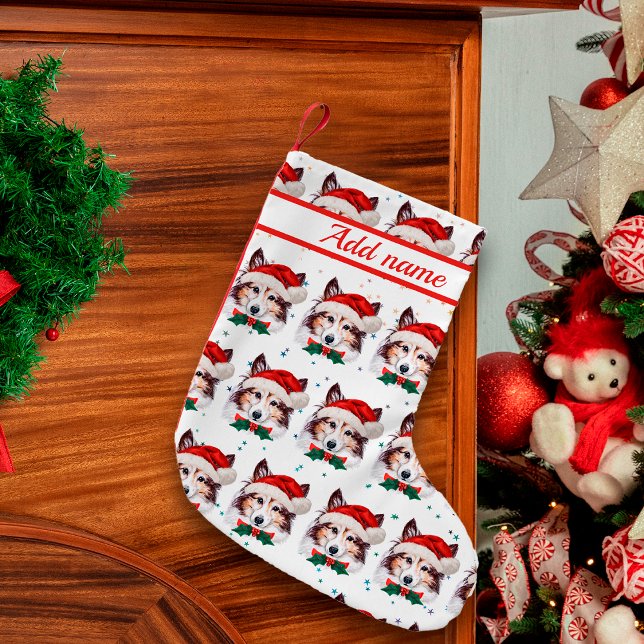 Sheltie Hund aveln, julstjärnor Liten Julstrumpa (Skapare uppladdad)