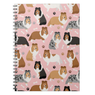 Sheltie Hund Bones and Tass Notebook Anteckningsbok