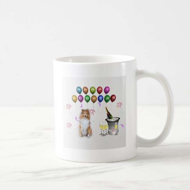 Sheltie Hund Gott nytt år Kaffemugg (Höger)