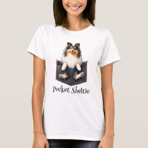 Sheltie Hund in A Pocket T Shirt