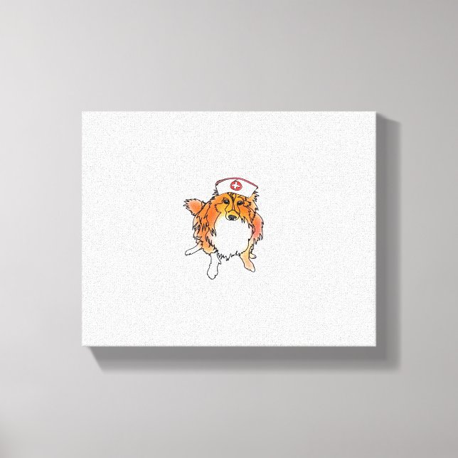 Sheltie Hund in Nurse Hat - animalsinhats Classic  Canvastryck (Framsida)