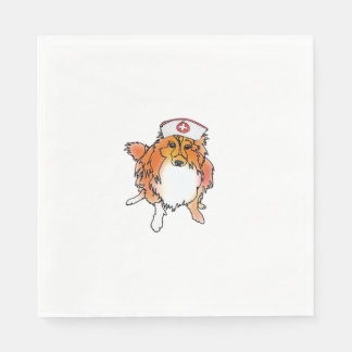 Sheltie Hund in Nurse Hat - animalsinhats Classic Pappersservett