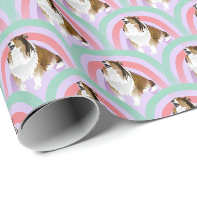 Sheltie Hund Rainbow Lila Birthday Presentpapper (Rullad Hörn)