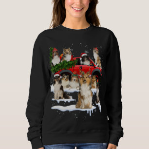Sheltie Hund Red Lastbil Julgran Santa Ugly Xm T Shirt