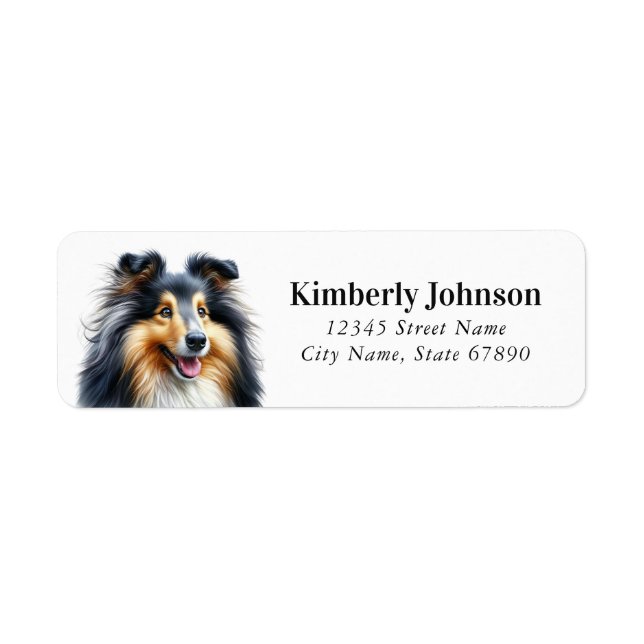 Sheltie Hund Returetiketters Returadress Etikett (Framsidan)