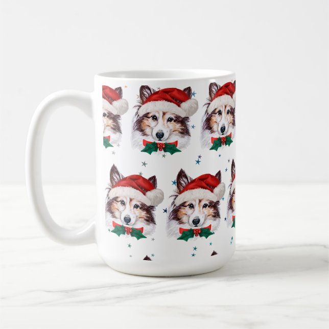 Sheltie Hundras Julstjärnor Kaffemugg (Vänster)