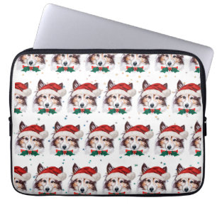 Sheltie Hundras Julstjärnor Laptop Fodral
