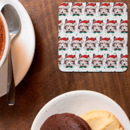 Sheltie Hundras Julstjärnor Underlägg Papper Kvadrat