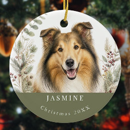 Sheltie Husdjur Hundras Vattenfärg Jul Julgransprydnad Keramik