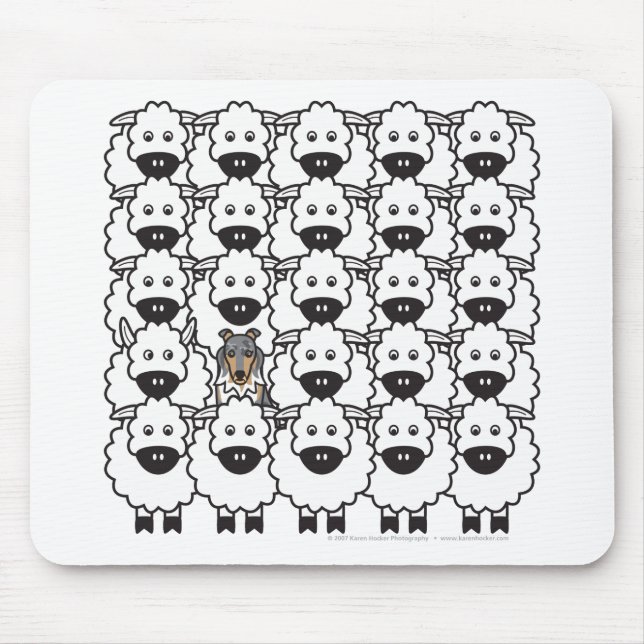 Sheltie i fåren musmatta (Framsidan)