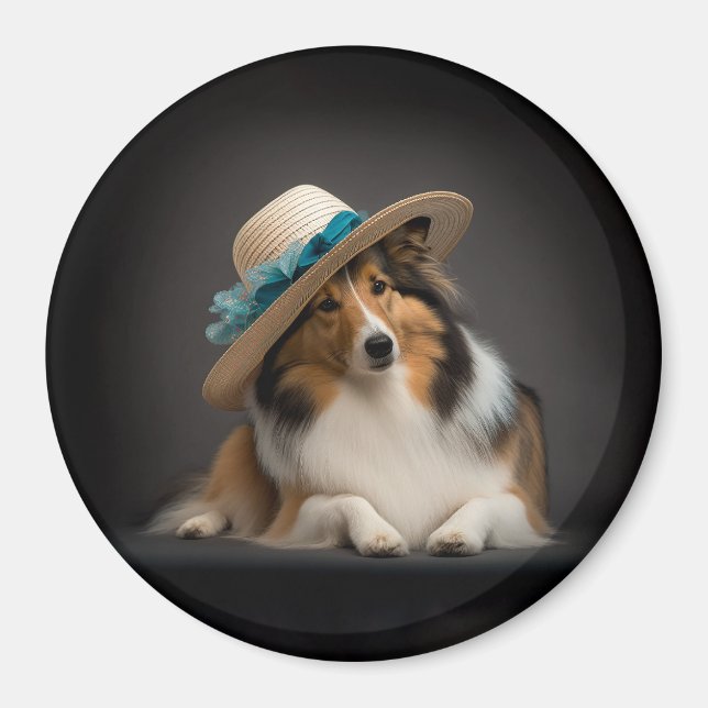 Sheltie in a Hat Magnet (Framsidan)