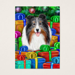 Sheltie jul Blue Merle Flat Cards Visitkort