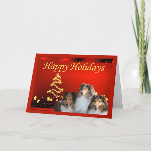 Sheltie jul Card Stars Helgkort (Framsida)