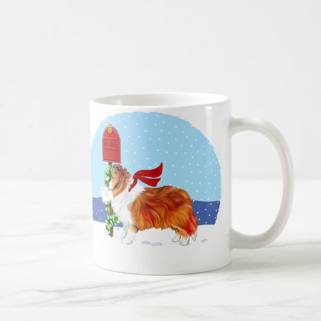 Sheltie jul Mail Sable Kaffemugg (Höger)