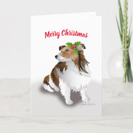 Sheltie jul med Holly, Helgdag Helgkort