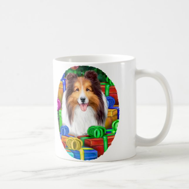 Sheltie jul Open Gifts Sable Kaffemugg (Höger)