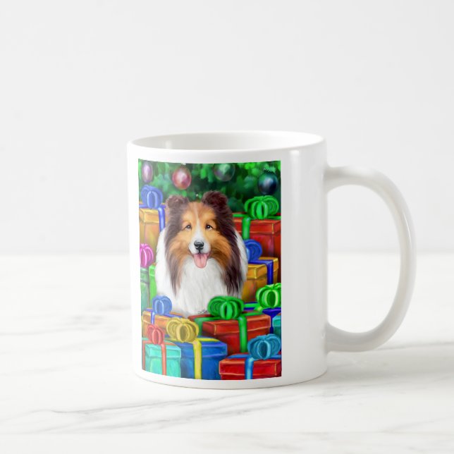 Sheltie jul Open Gifts Sable Kaffemugg (Höger)