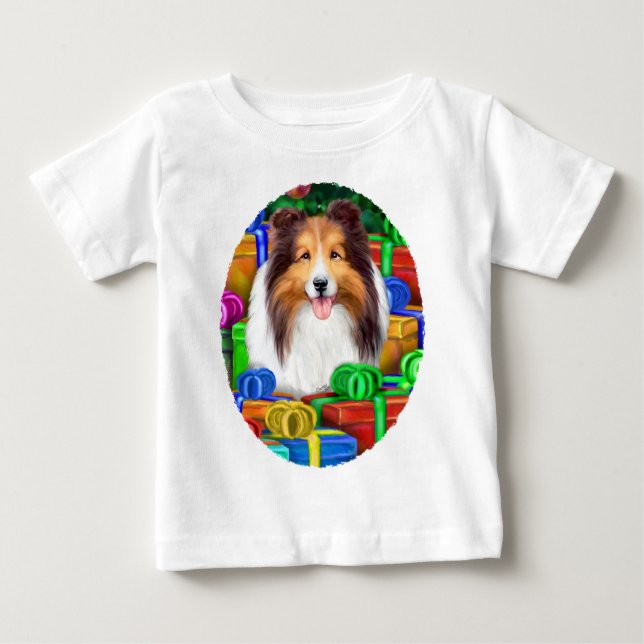 Sheltie jul Open Gifts Sable Tee (Framsida)