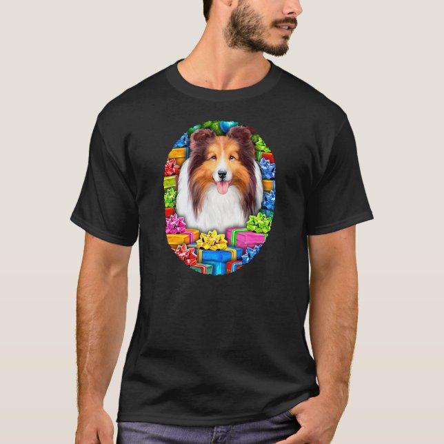 Sheltie jul Open Gifts Sable Tee (Framsida)
