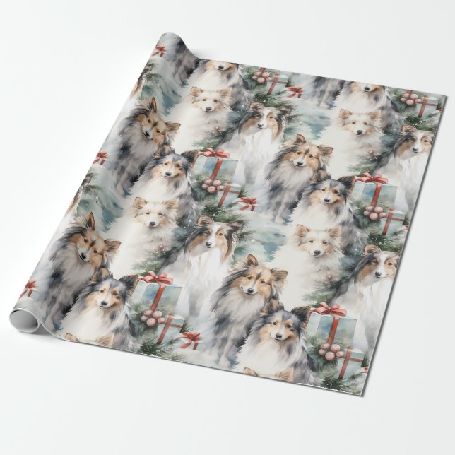 Sheltie jul presentpapper (Utrullad)