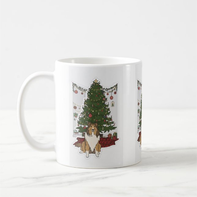 Sheltie & julgran kaffemugg (Vänster)