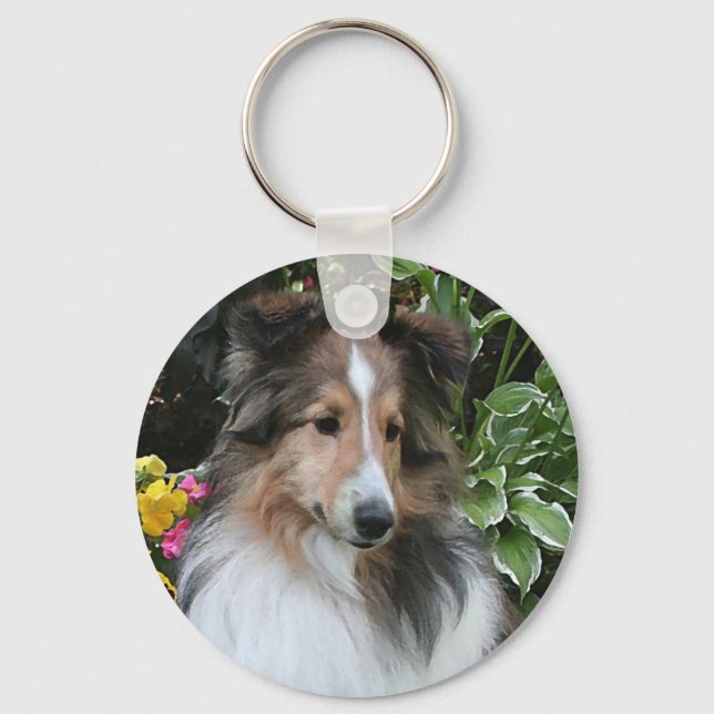 Sheltie Kärlek Keychain Nyckelring (Framsida)