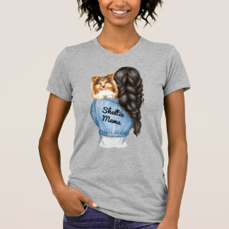 Sheltie Mamma Black Hair w Sable Shetland Sheepdog T Shirt