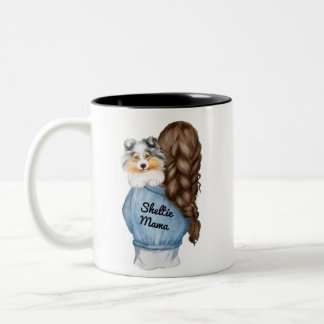 Sheltie Mamma Brunette w Merle Shetland Sheepdog Två-Tonad Mugg