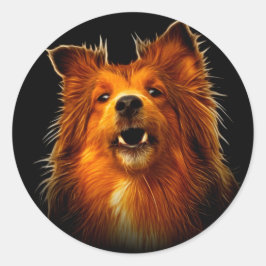 Sheltie Modern Hund Art Runt Klistermärke