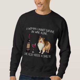 Sheltie och Vin Hund Passande Lång Ärmad Tröja