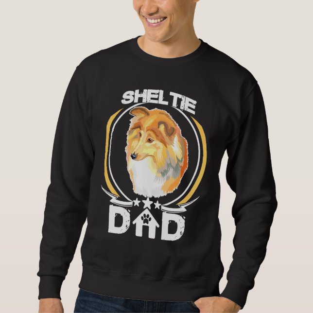 Sheltie Pappa för Hund Tee Manar Lång Ärmad Tröja (Framsida)