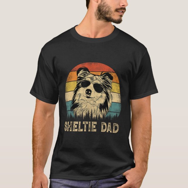 Sheltie Pappa Hundälskare Fars dag T-shirt  (Framsida)