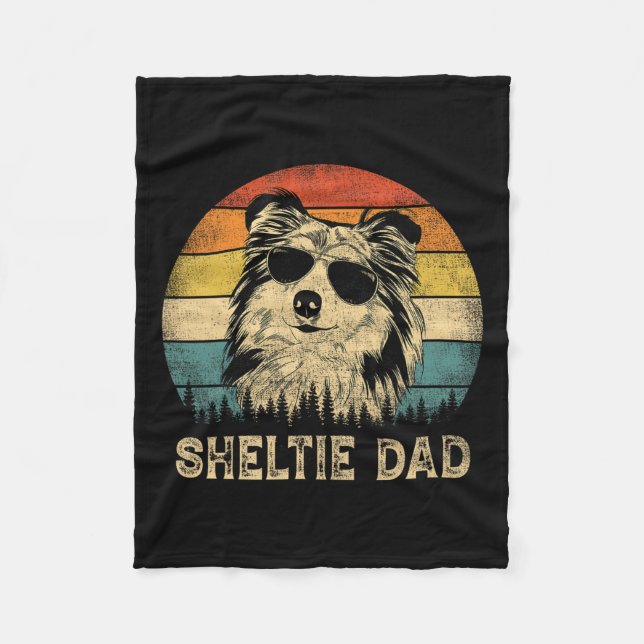 Sheltie Pappa Hundälskare Fars dag Tee Fleecefilt (Framsidan)