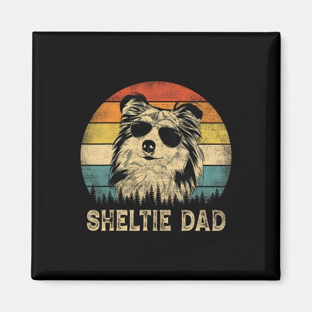 Sheltie Pappa Hundälskare Fars dag Tee Magnet (Framsidan)