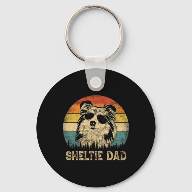 Sheltie Pappa Hundälskare Fars dag Tee Nyckelring (Framsida)