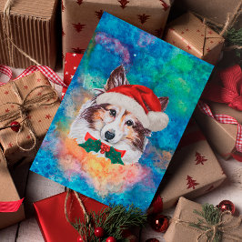 Sheltie Ras Hund Jul Helg Vykort