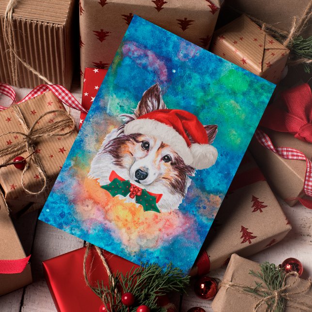 Sheltie Ras Hund Jul Helg Vykort (Skapare uppladdad)