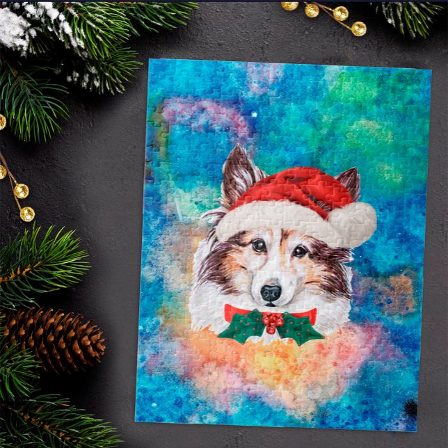 Sheltie Ras Hund Jul Pussel (Skapare uppladdad)