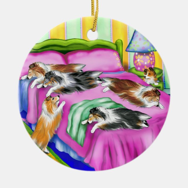 Sheltie Rosa Comfort Julgransprydnad Keramik (Framsidan)