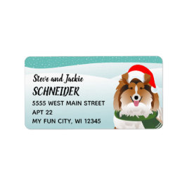 Sheltie Santa Hat Helgdag Address Label Adressetikett