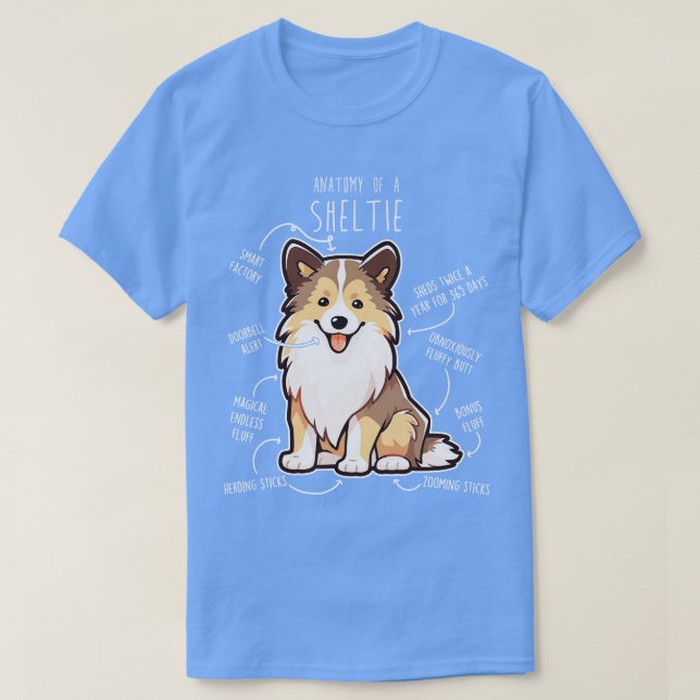 Sheltie Shetland Sheepdog Anatomy 4 T Shirt (Design framsida)