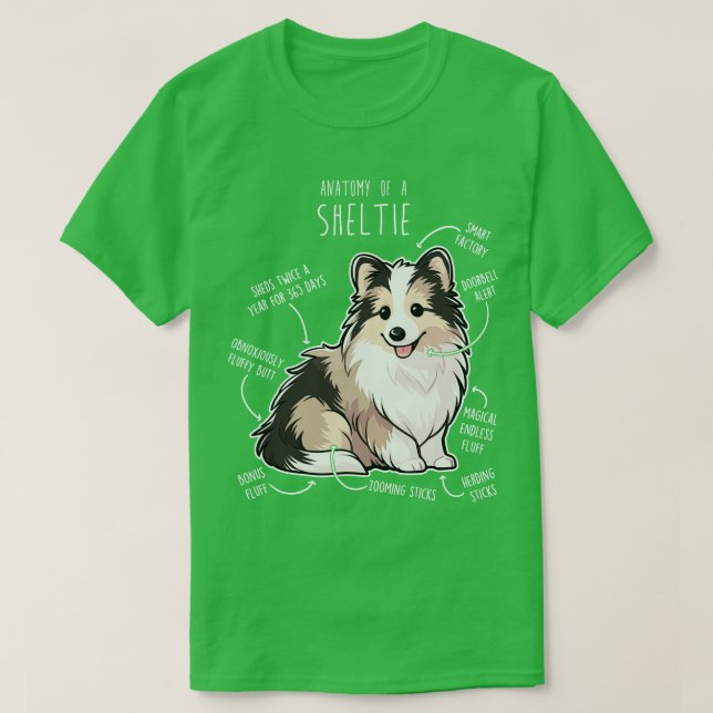 Sheltie Shetland Sheepdog Anatomy 5 T Shirt (Design framsida)