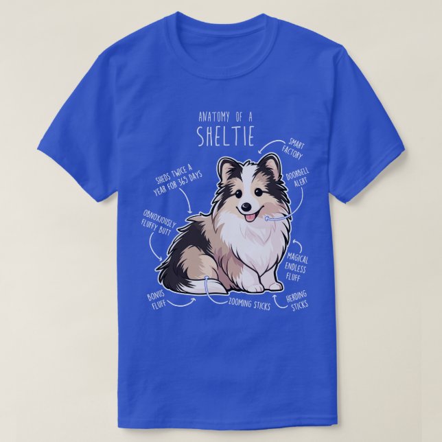 Sheltie Shetland Sheepdog Anatomy 5 T Shirt (Design framsida)